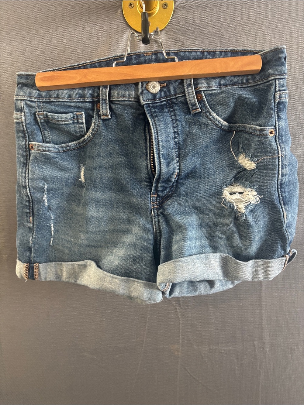 Old Navy Blue Distressed Rolled-Hem Denim Shorts